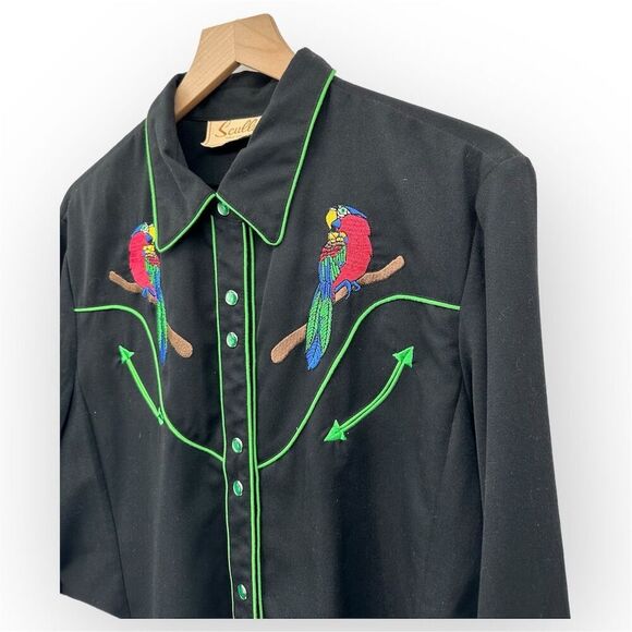 Vintage Scully XL Western Shirt Long Sleeve Embroidered Snap Button-up - Picture 7 of 7